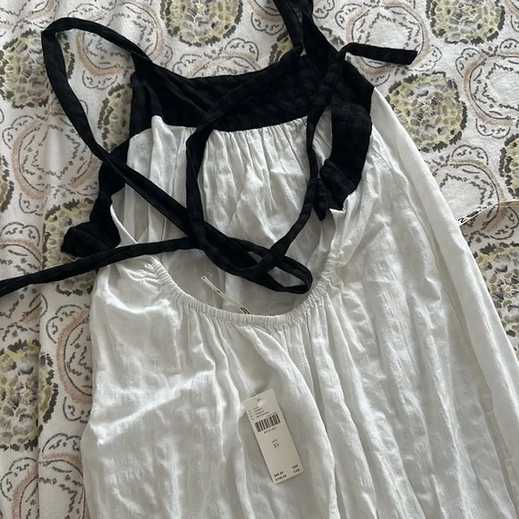 NWT 💙 anthro White Maxi Dress with Black Trim - Picture 5 of 9